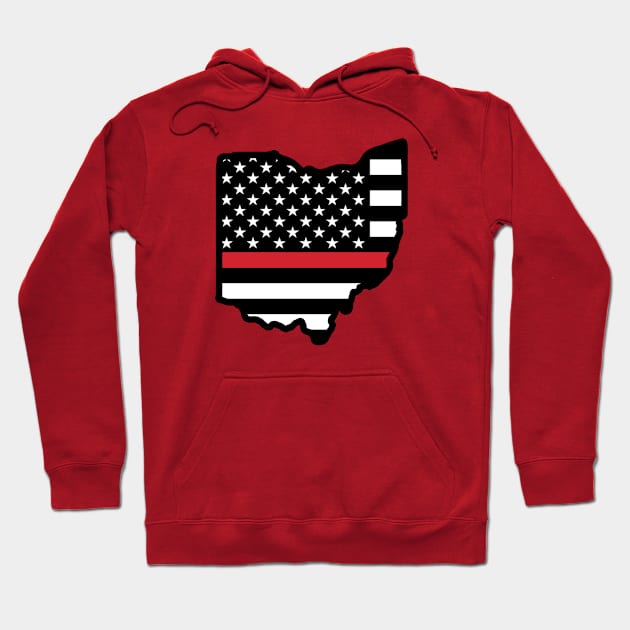 Thin Red Stripe  Ohio Flag Hoodie by DarkwingDave